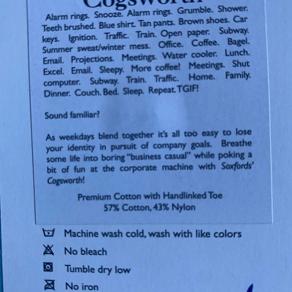 NWT Soxfords Men's Novelty Pima Socks “Cogsworth” Men's 8-12 Women's 10+ - Picture 5 of 7